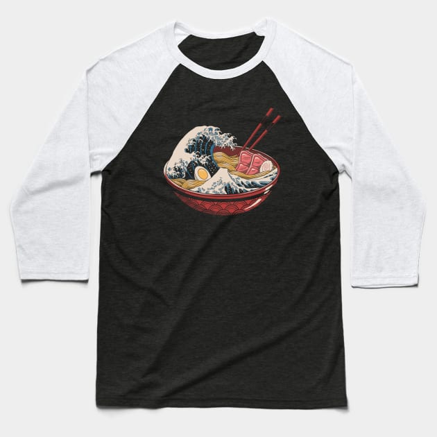 Great Ramen Wave Baseball T-Shirt by Vincent Trinidad Art